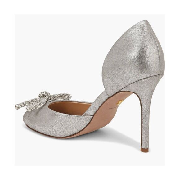 NEW Veronica Beard Gadot Bow Heels in Silver - Picture 2 of 11